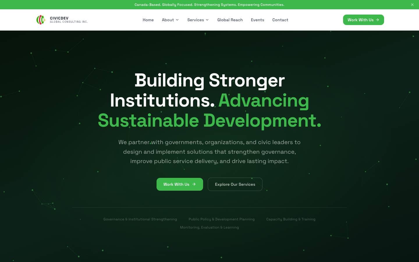CivicDev Global Consulting website screenshot