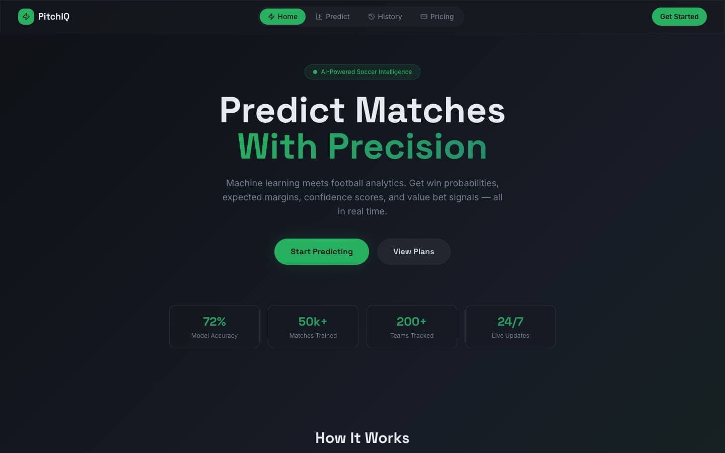 PitchIQ website screenshot
